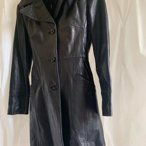 Black real leather coat.